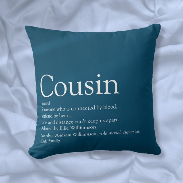 Best Ever Cousin Definition Blue Fun Kissen (Best Ever Cousin Definition Blue Fun Throw Pillow)