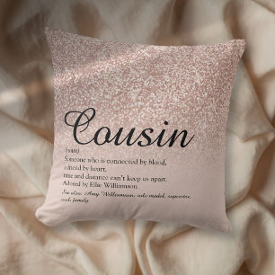 Best Ever Cousin Definition Rose Gold Glitter Kissen