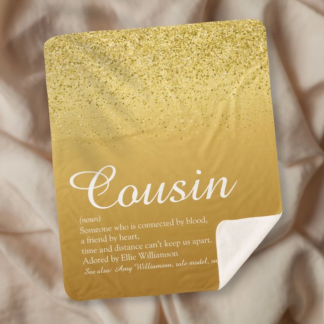 Best Ever Cousin Definition Spaß Gold Glitzer Sherpadecke (Best Ever Cousin Definition Fun Gold Glitter Sherpa Blanket)