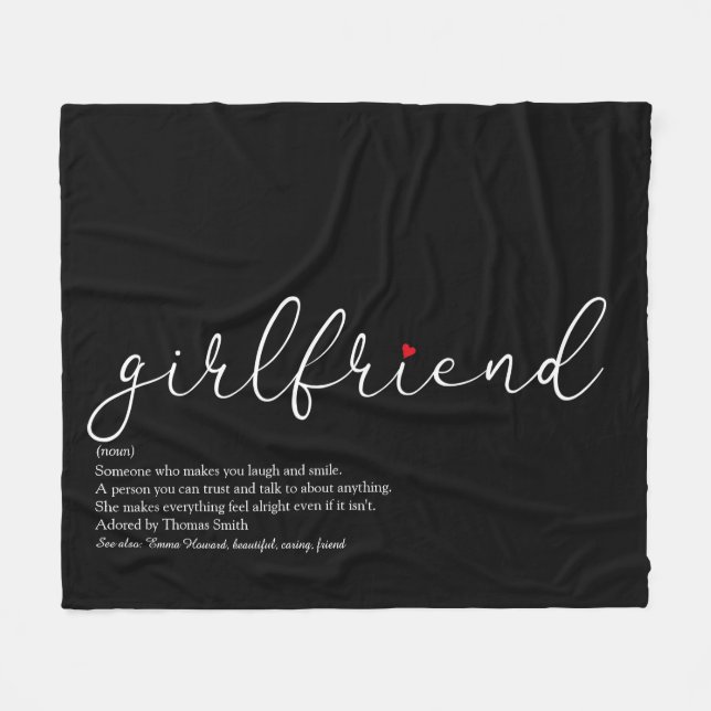 Best Ever Girlfriend Definition Script Liebe Herz Fleecedecke (Vorderseite (Horizontal))
