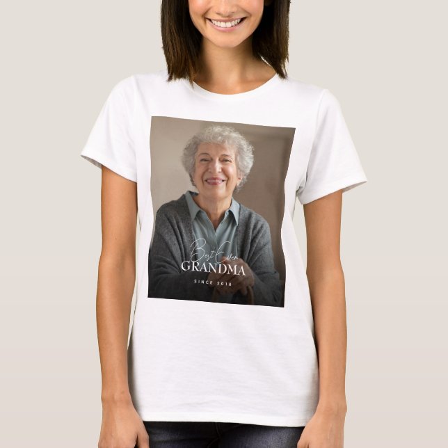 Best Ever Grandpa Since 20XX Simple Photo Basic T-Shirt (Vorderseite)