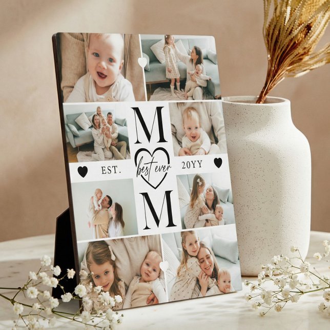 Best Ever Mom Heart Custom Photo Collage Keepsake Fotoplatte (Best Ever Mom Heart Custom Photo Collage Keepsake Plaque)