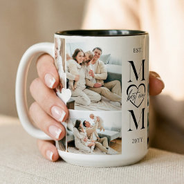 Best Ever Mom Heart Custom Photo Collage Keepsake Zweifarbige Tasse