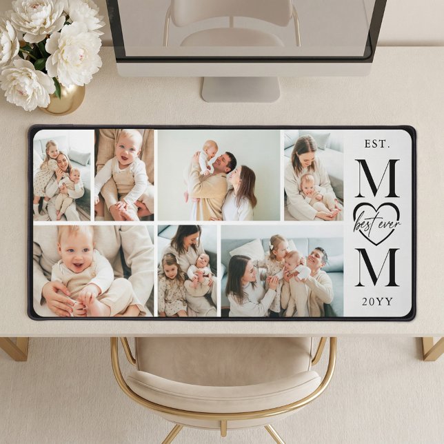 Best Ever Mom Personalized 7 Photo Collage Mother Schreibtischunterlage (Best Ever Mom Personalized 7 Photo Collage Mother Desk Mat)