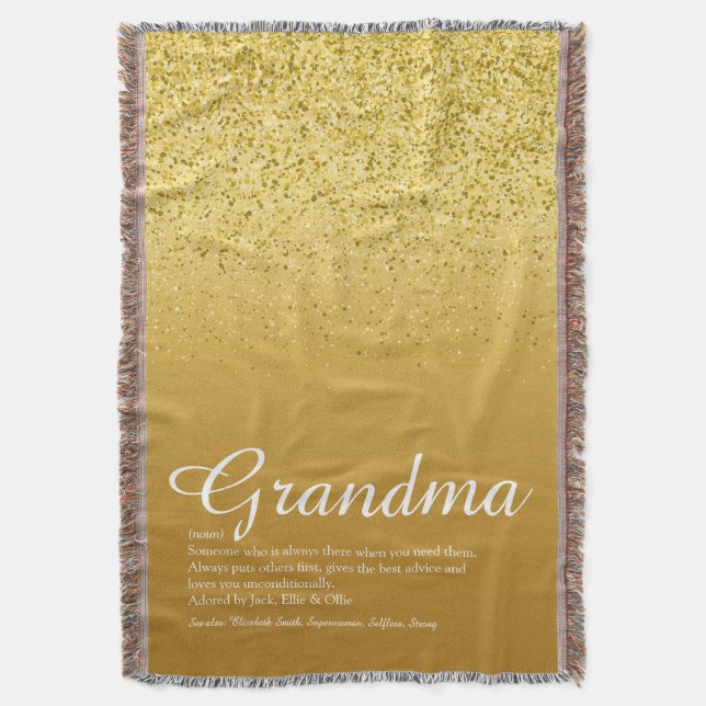 Best Ever Oma Definition Gold Glitzer Decke (Vorderseite Vertikal)