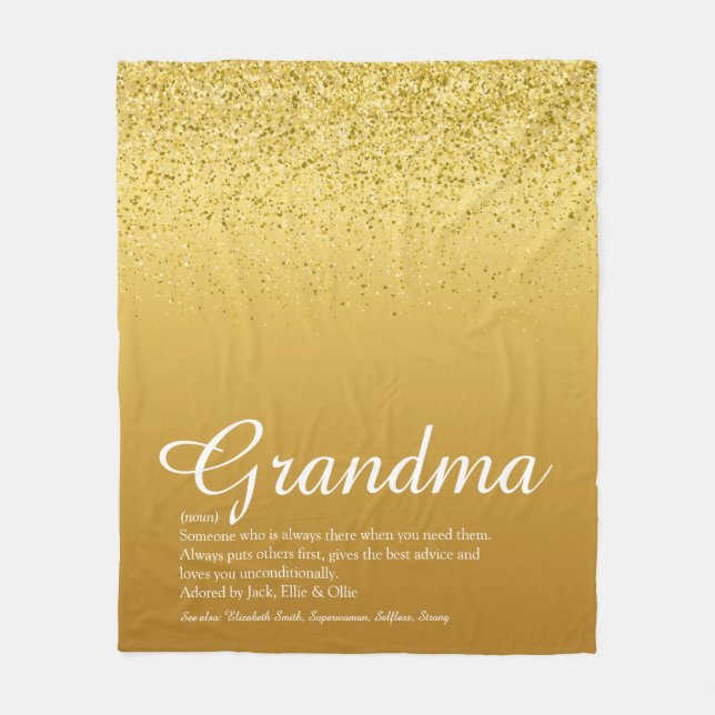 Best Ever Oma Definition Gold Glitzer Fleecedecke (Vorderseite)