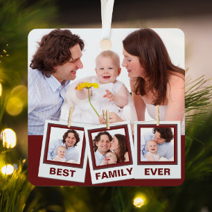 Best Family Ever Custom Instagram 4 Photo Collage Ornament Aus Metall