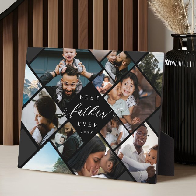 Best Father Ever Modern Photo Collage Keepsake Fotoplatte (Best Father Ever Modern Photo Collage Keepsake Plaque)