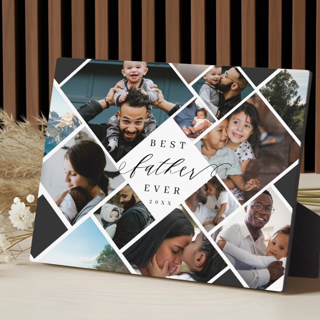 Best Father Ever Modern Photo Collage Keepsake Fotoplatte (Best Father Ever Modern Photo Collage Keepsake Plaque)