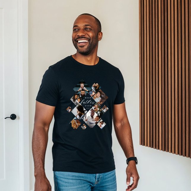 Best Father Ever Modern Photo Collage Personalized Tri-Blend Shirt (Best Father Ever Modern Photo Collage Personalized Tri-Blend Shirt)