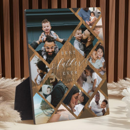 Best Father Ever Modern Photo Collage Woodgrain Fotoplatte