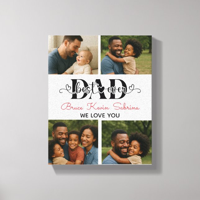 Best Father Ever Personalized Photo Collage Leinwanddruck (Vorderseite)