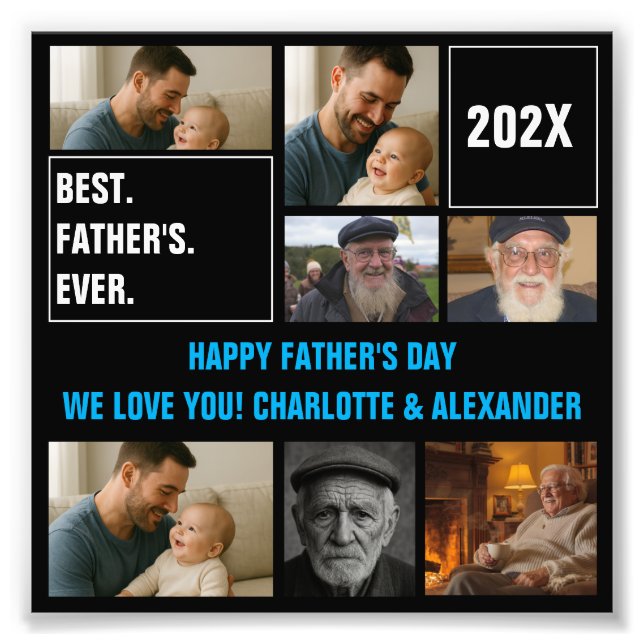 Best Father Ever Photo Collage and Custom Text Fotodruck (Vorne)