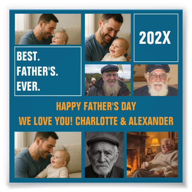 Best Father Ever Photo Collage and Custom Text Fotodruck (Vorne)