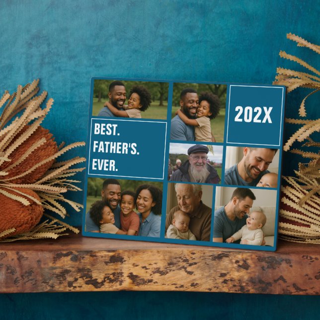 Best Father Ever Photo Collage and Custom Text Fotoplatte (Seite)