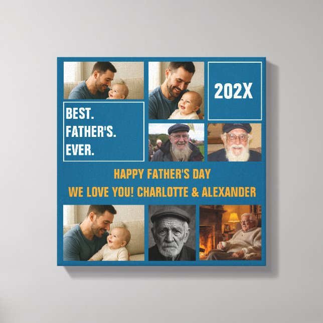Best Father Ever Photo Collage and Custom Text Leinwanddruck (Vorderseite)