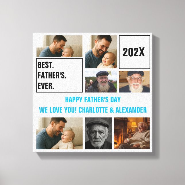 Best Father Ever Photo Collage and Custom Text Leinwanddruck (Vorderseite)