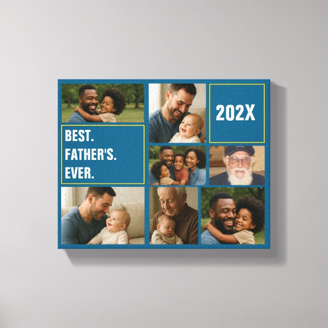 Best Father Ever Photo Collage and Custom Text Leinwanddruck (Vorderseite)