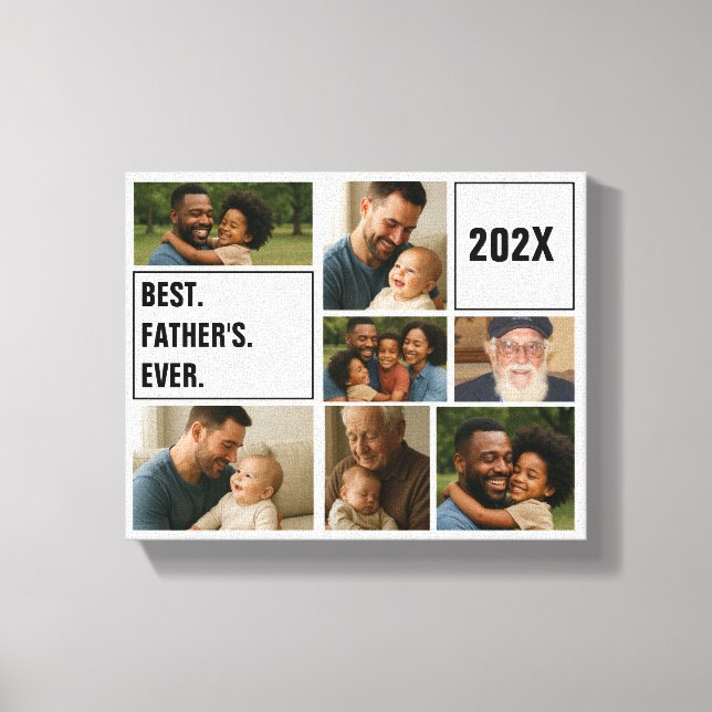 Best Father Ever Photo Collage and Custom Text Leinwanddruck (Vorderseite)