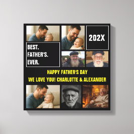Best Father Ever Photo Collage and Custom Text Leinwanddruck