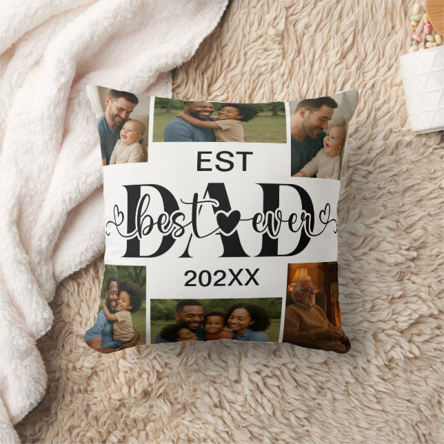 Best Father Ever Throw Pillow – Personalized Photo Kissen (Decke)