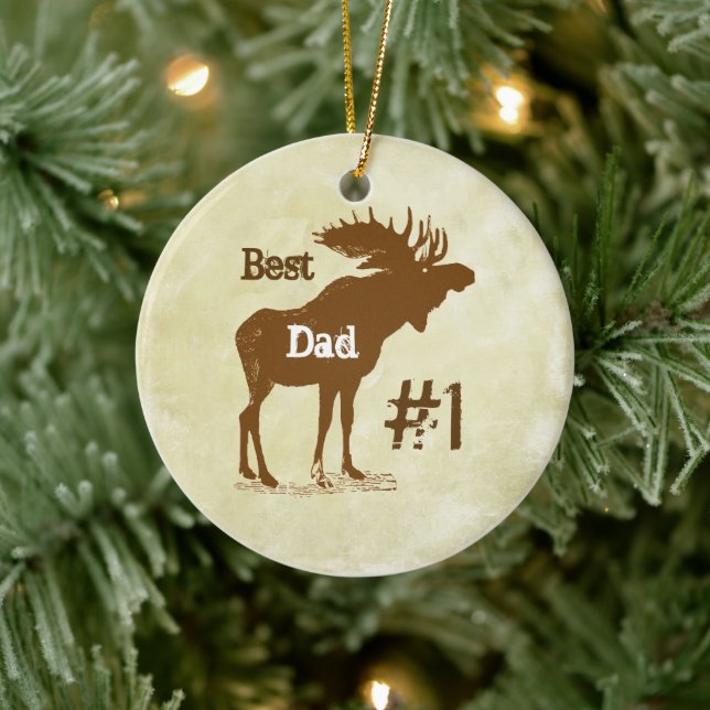 Best Father Moose Award Ornaments Keramik Ornament (Baum)