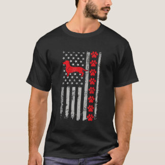 Best Firefighter-Dackel Mama Vater je US-Flagge tu T-Shirt
