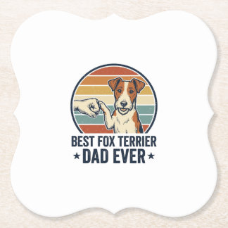 Best Fox Terrier Dad Ever Vintage Dog Lover Shirt_ Untersetzer
