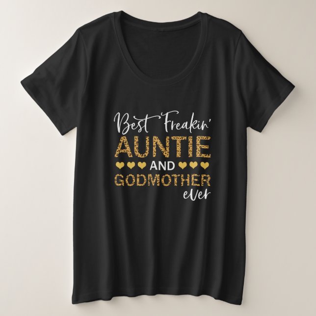 Best Freakin' Tante und Godmutter je Lepard Große Größe T-Shirt (Design vorne)