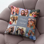BEST FREUNDS Modernes Skript Instagram Foto Collag Kissen<br><div class="desc">Custom Besties Foto Kissen mit eigenen personalisierten Namen in einem Insta freundlichen Foto Collage Grid. Perfektes Geschenk für einen wahren Abschluss oder eine süße Geburtstagskarte für Ihre beste Freundin für immer. Das ist die staubblaue Version.</div>