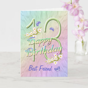 Best Friend 13. Geburtstag Butterfly Garden Card Karte