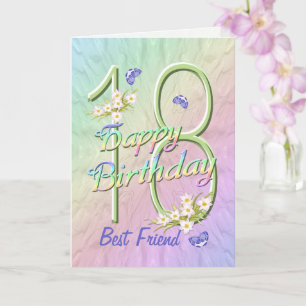 Best Friend 18. Geburtstag Butterfly Garden Card Karte