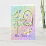 Best Friend 19. Geburtstag Butterfly Garden Card Karte<br><div class="desc">Ein farbenprächtiger Regenbogen, rosa Blume und lavendelfarbene Schmetterlinge befriedigen die 19. Geburtstagskarte dieser Girls mit Freude für den besten Freund. Vorname und innerhalb Vers können mit der bereitgestellten Vorlage personalisiert werden. Sie können auch die passenden Geschenke und andere Produkte genießen, die in meinem Shop erhältlich sind. Originelles Design von Anura...</div>