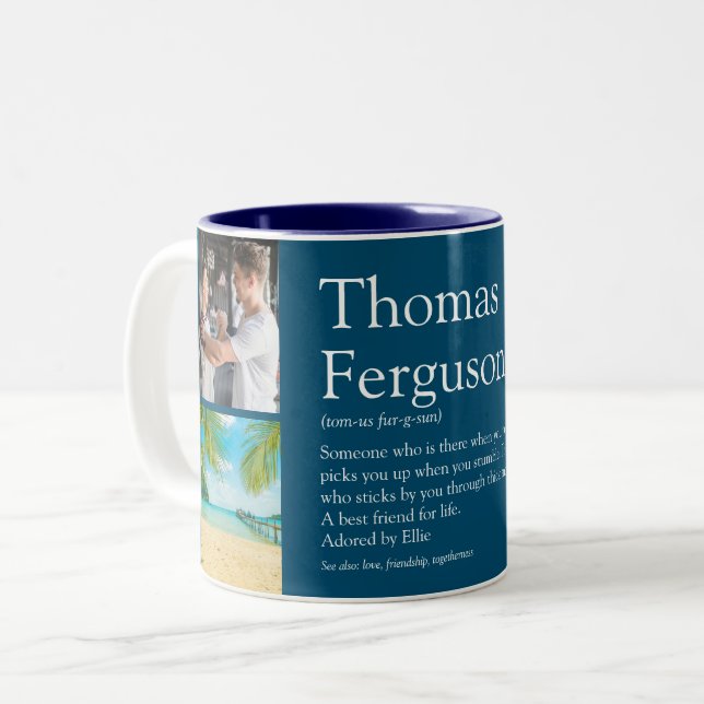 Best Friend BESTE FREUNDIN Definition Foto Collage Zweifarbige Tasse (Vorderseite Links)