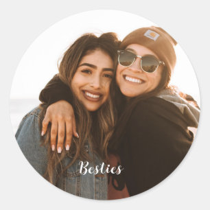 Best Friend Besties Custom Foto Runder Aufkleber