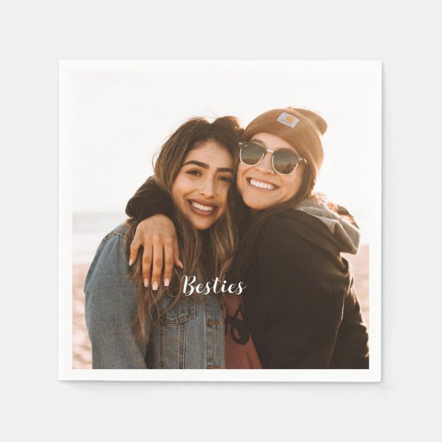 Best Friend Besties Custom Foto Serviette (Vorderseite)