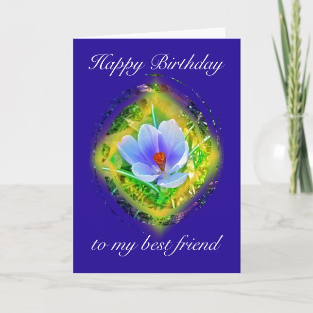 Best Friend Birthday Blue Crocus Karte (Vorderseite)