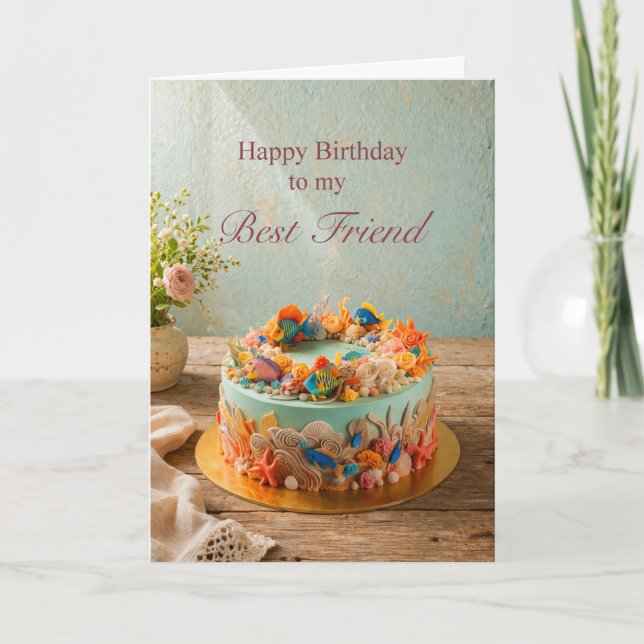 Best Friend Birthday Ocean Cake card Karte (Vorderseite)