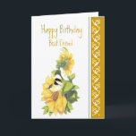 Best Friend Birthday Poem Chickadee & Sunflowers C Karte<br><div class="desc">Birthday Greeting for the Friend who loves flowers and birds,  gardening,  Sunflowers,  Birds and Chickades</div>