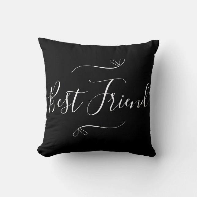 Best Friend Black and White Minimal Modernes Skrip Kissen (Vorderseite)