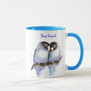 Best Friend, Blue Love Birds, Nature Tasse