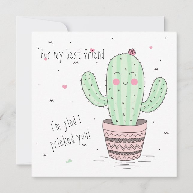 Best Friend Cactus Flat Card Karte (Vorderseite)