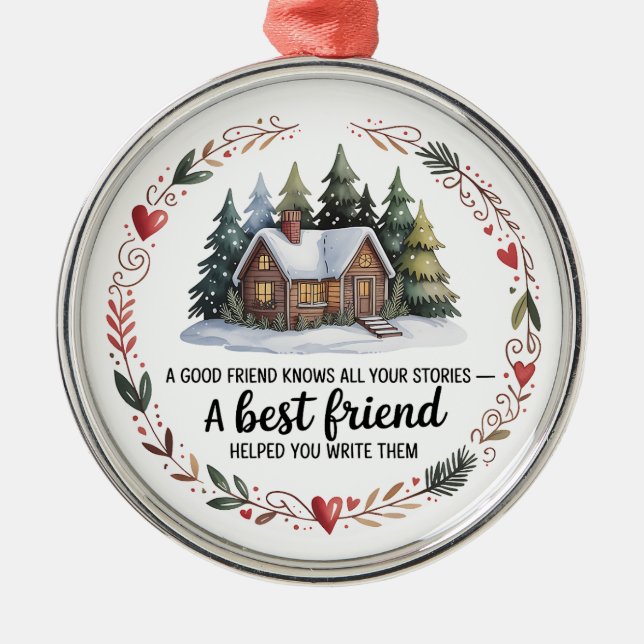 Best Friend Christmas Ornament | Snowy Tree Design (Vorne)