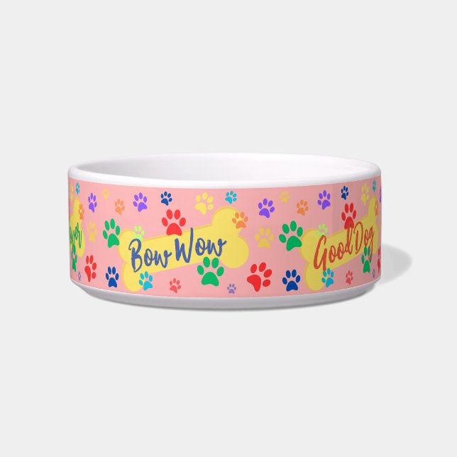 Best Friend Customizable Paws & Bones  Dog Bowl Napf (Vorderseite)