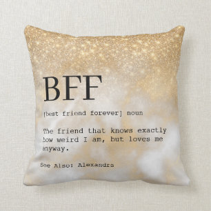 Best Friend Definition Girl Gold Glitzer Kissen