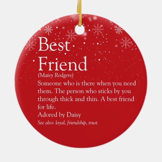 Best Friend Definition Weihnachts-Foto Keramik Ornament (Hinten)