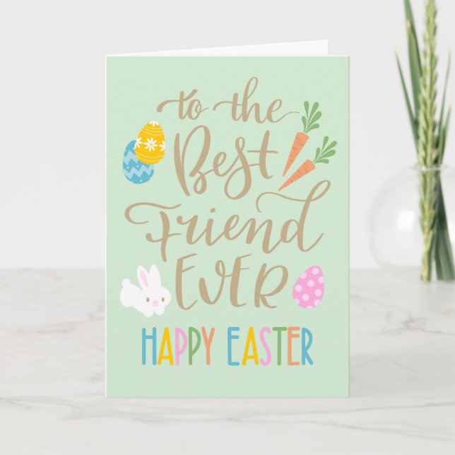 Best Friend Ever Happy Ostertypografie Karte (Vorderseite)