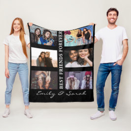 Best Friend Forever Custom 6 Foto Collage & Name Fleecedecke