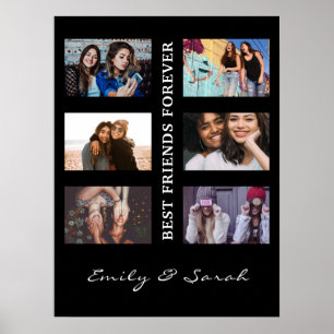 Best Friend Forever Custom 6 Foto Collage & Name Poster