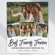 Best Friend Forever Foto Collage Fleece Blanket